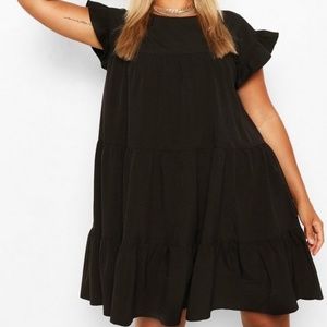 Plus Tiered Ruffle Sleeve Smock Dress